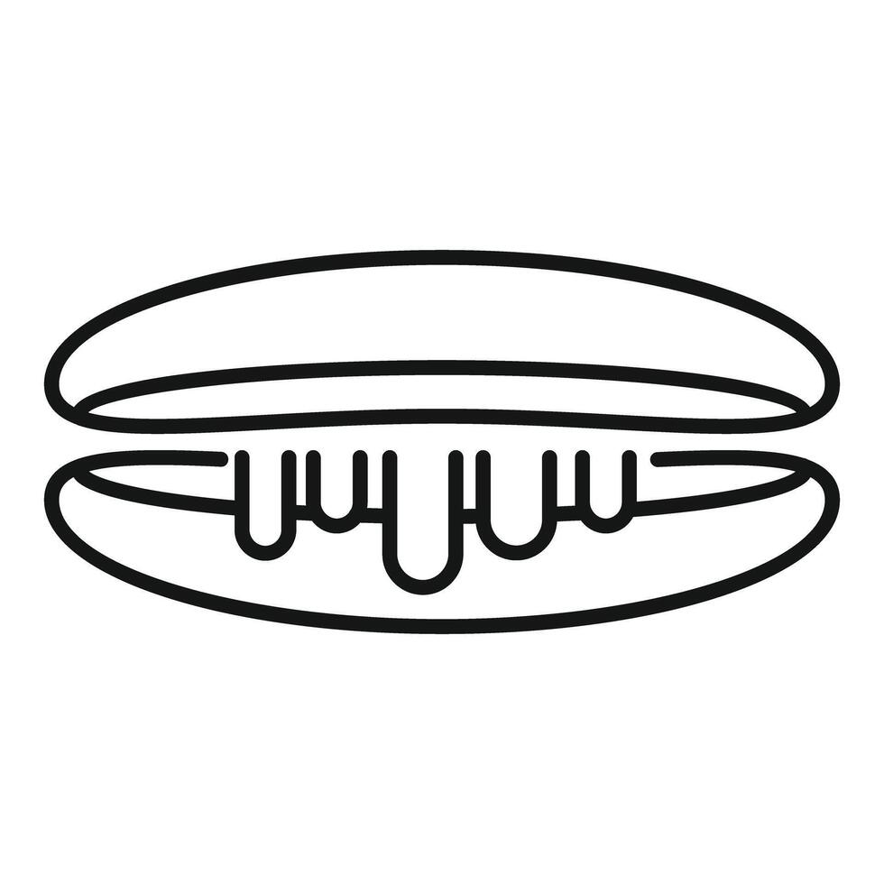 Hot dog with mustard dripping out line icon, fast food symbol vector