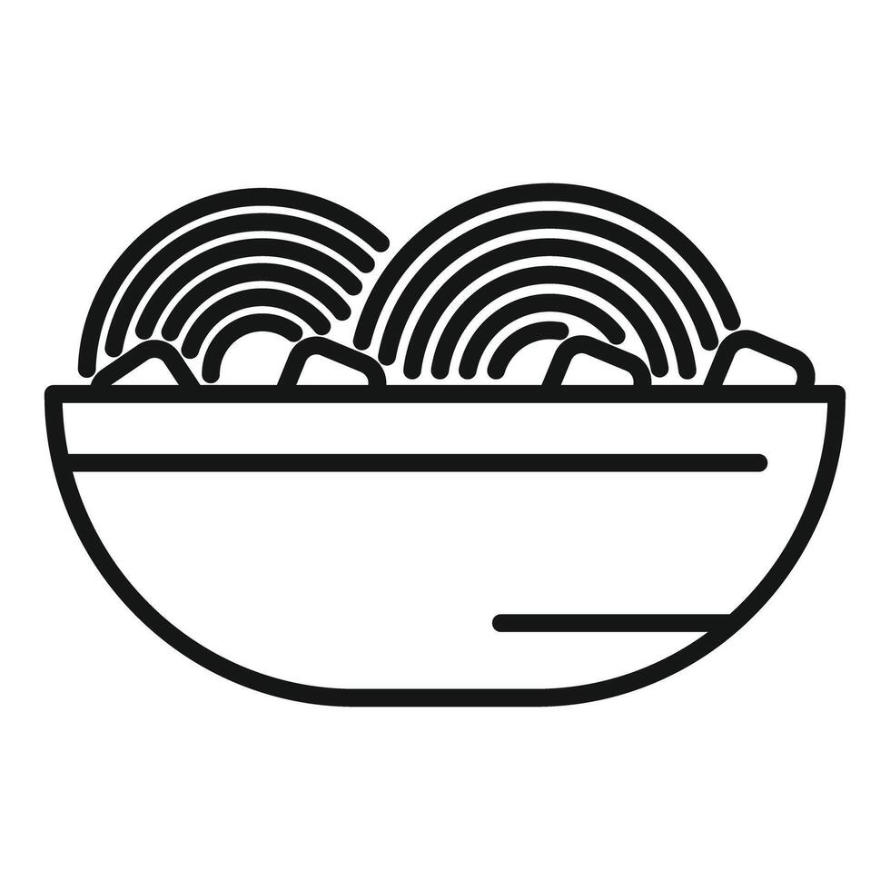 Simple lineart illustration of a bowl of ramen vector