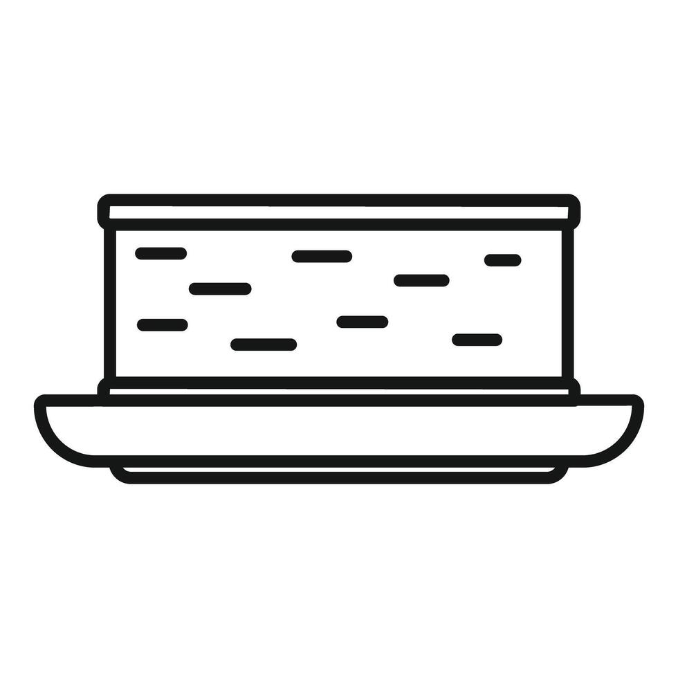 Butter dish icon, dairy product container on plate for breakfast vector
