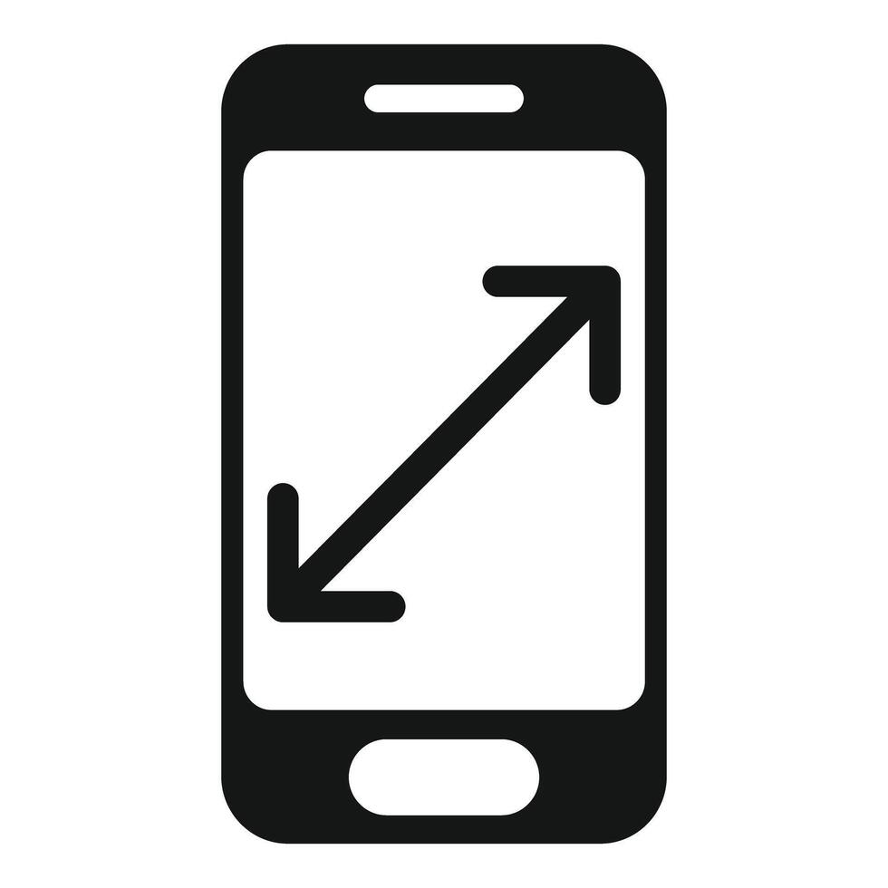 Smartphone showing diagonal enlargement icon vector