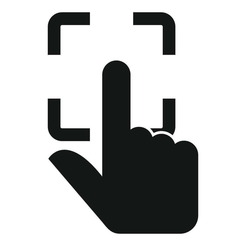 Hand touching digital screen for fingerprint scanning vector
