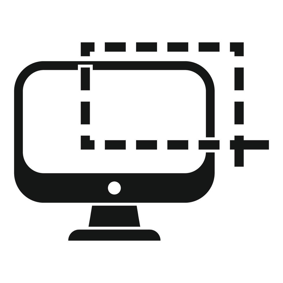 Computer screen showing resizing tool icon vector