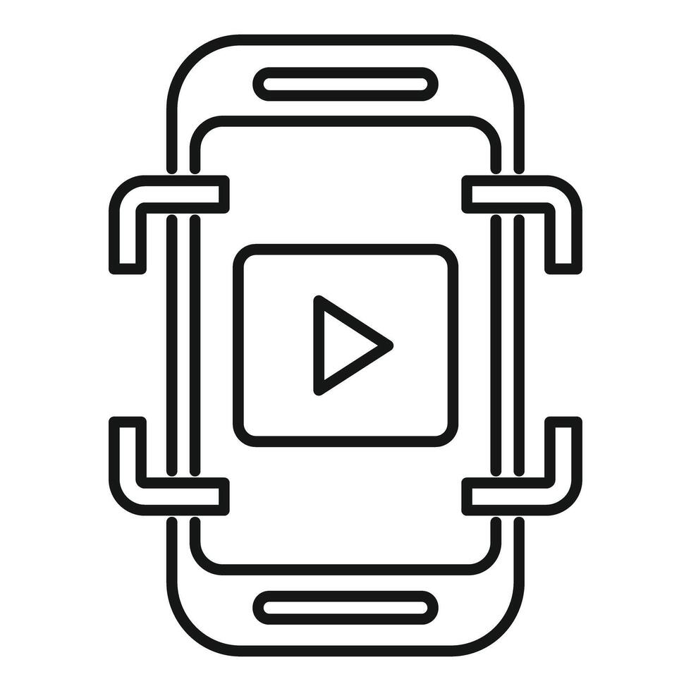 Smartphone showing augmented reality video interface with play button vector
