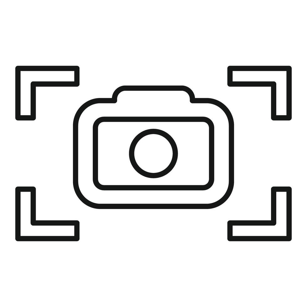 Camera icon focusing on subject using autofocus feature vector