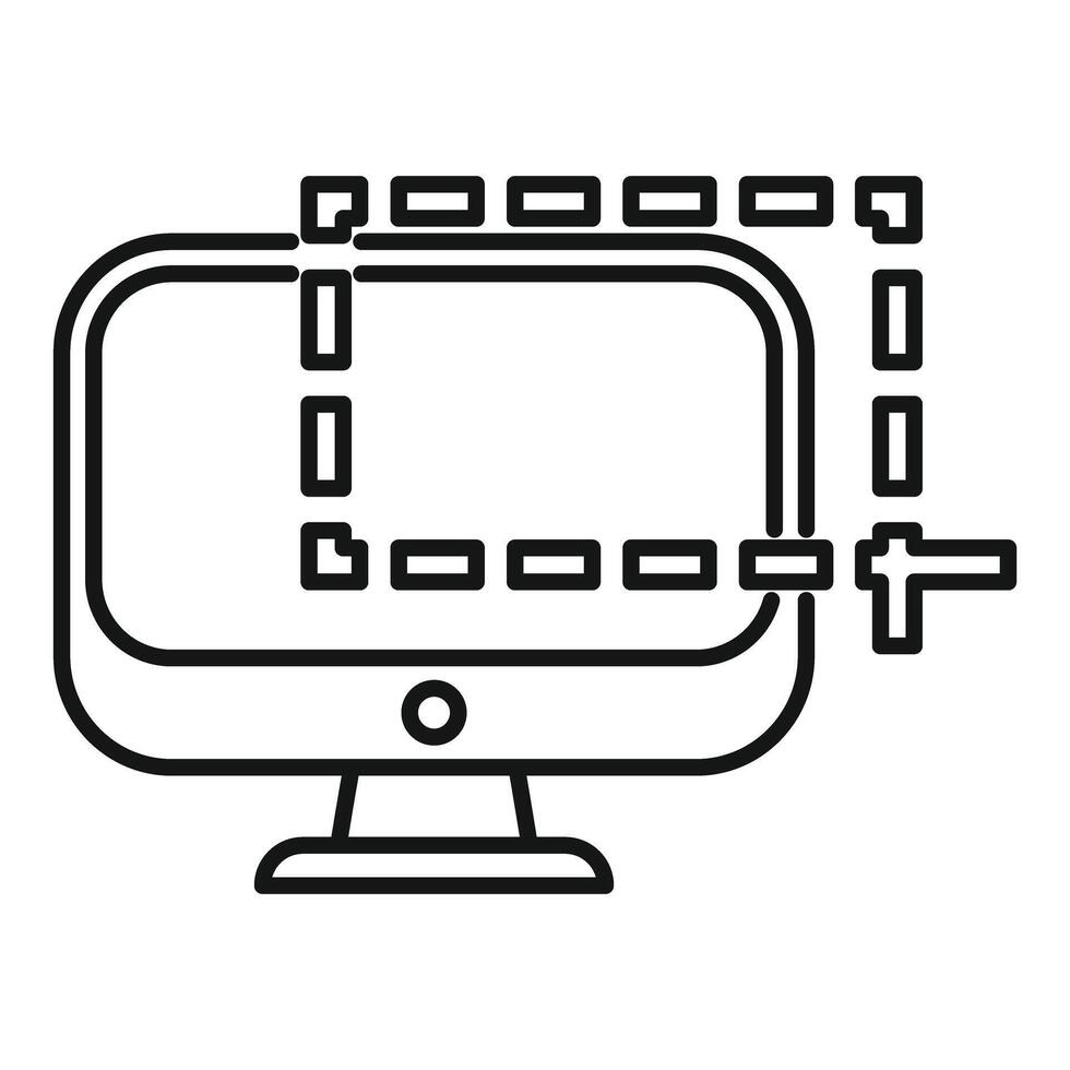 Computer monitor displaying selection tool expanding screen area vector