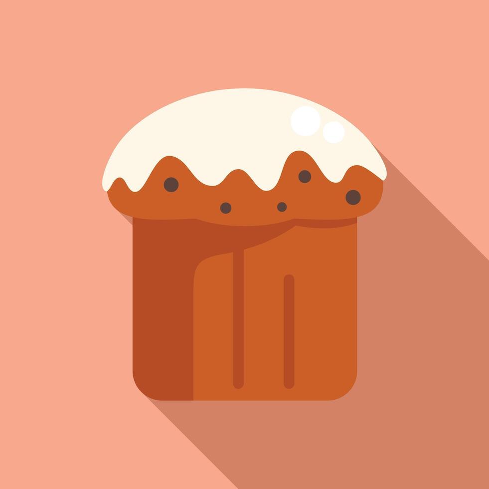 Delicious easter cake with white icing and chocolate chips drizzling on pink background vector