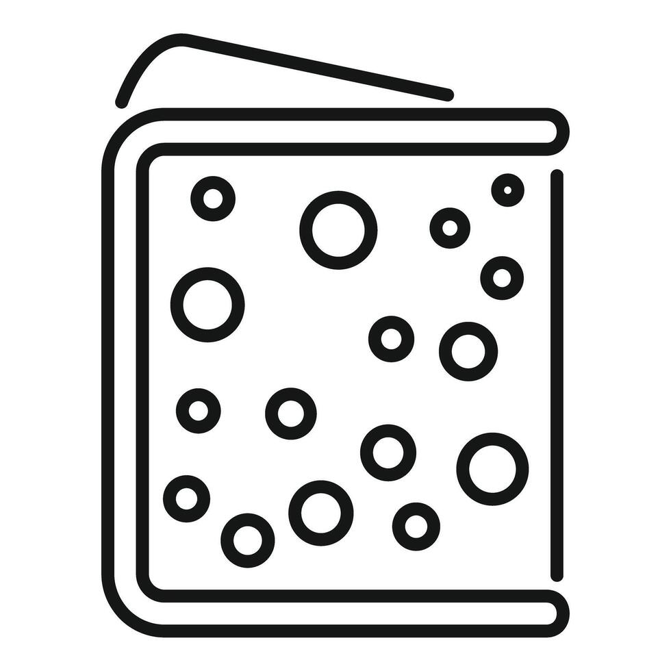Line icon style illustration of a piece of swiss cheese with a corner cut out vector