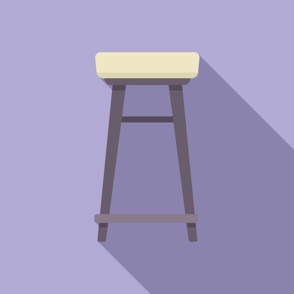 Wooden bar stool with upholstered seat casting long shadow vector