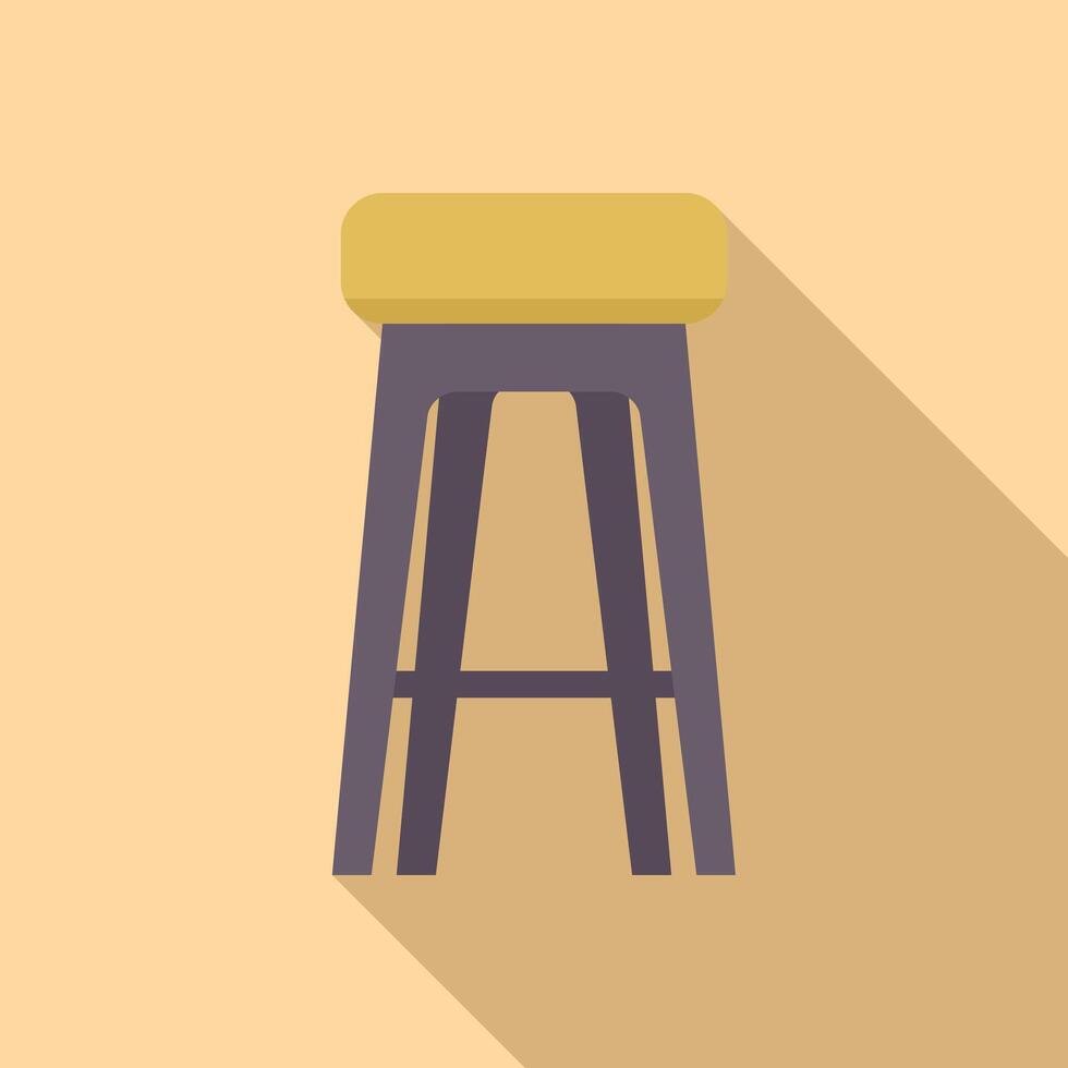 Tall bar stool with yellow upholstery casting long shadow vector
