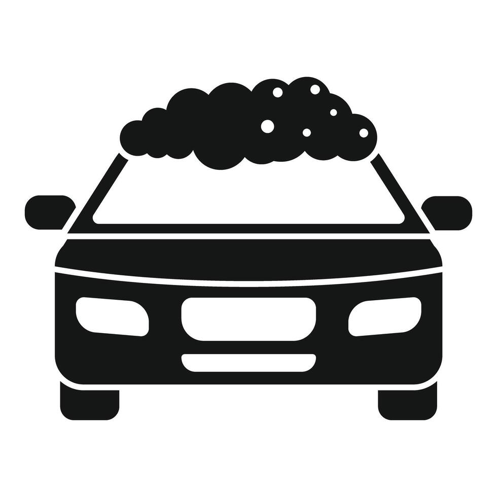 Car covered in soap suds getting washed in car wash icon vector