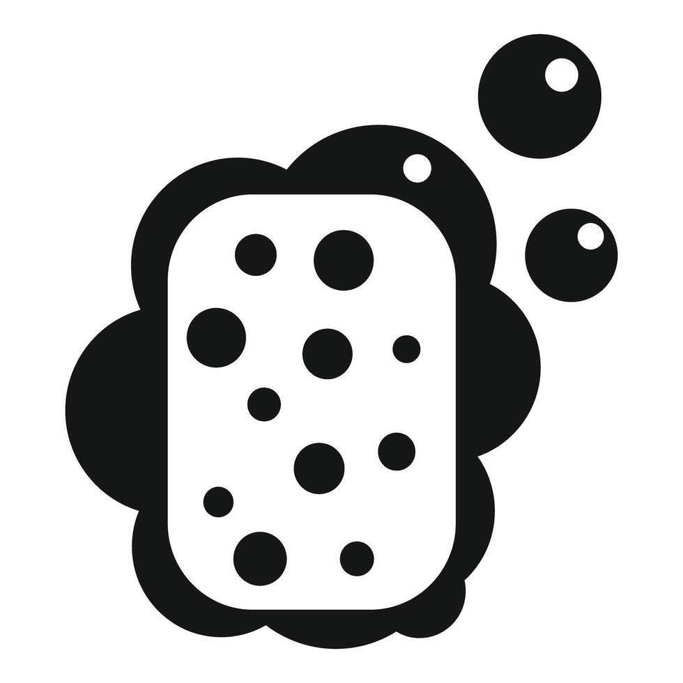 Black sponge for dish washing making foam icon vector