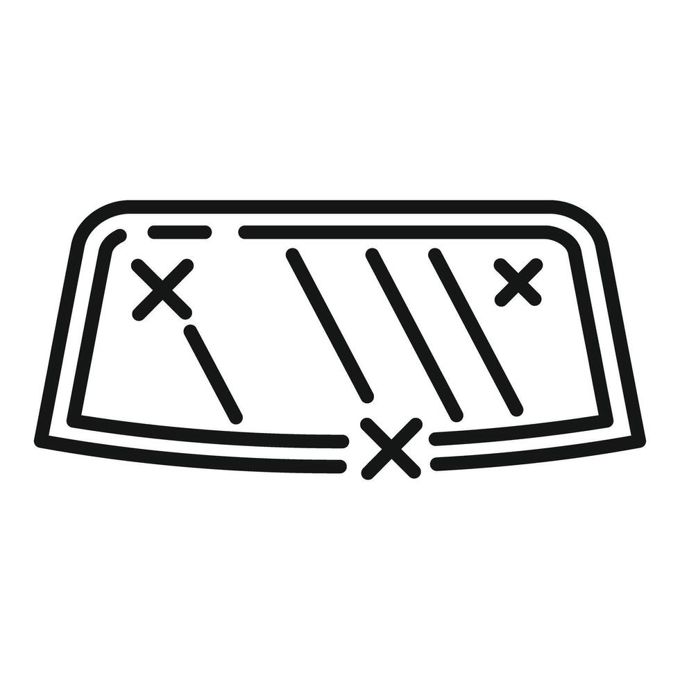 Broken car windshield showing cracks icon vector