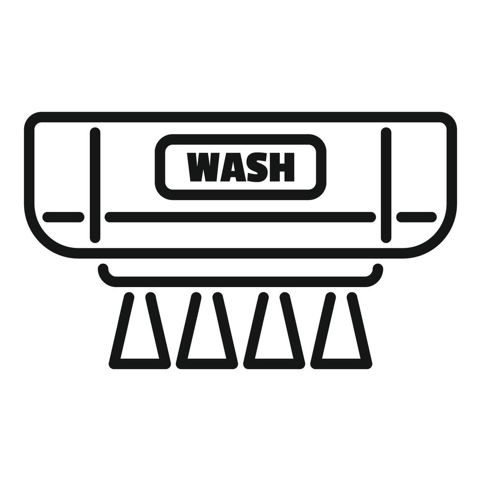 Car wash machine cleaning automobile using rotating brushes vector