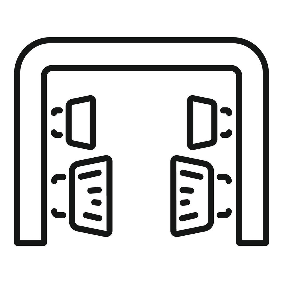 Automatic garage door opening system being activated line icon vector