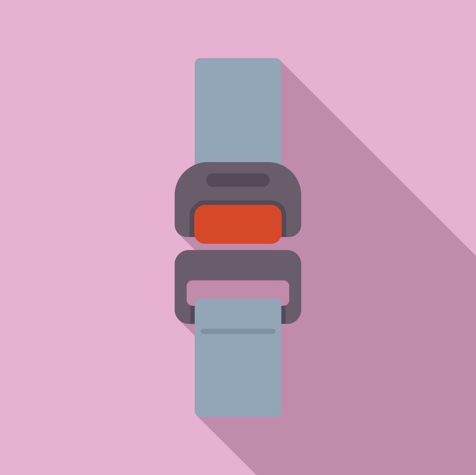 Grey seat belt fastener securing on pink background with shadow vector