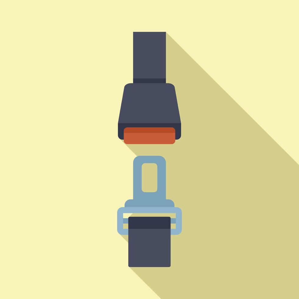 Seat belt buckle fastened ensuring passenger safety in vehicle vector
