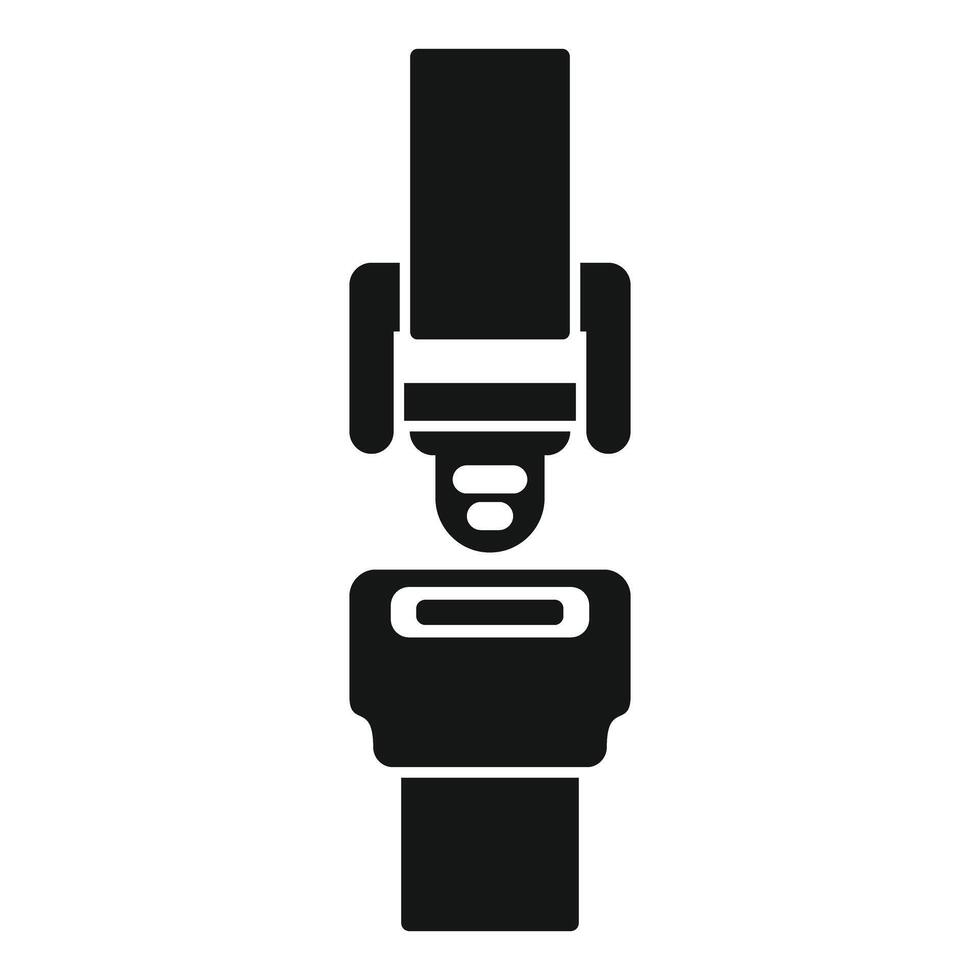 Safety seat belt buckle fastened protecting passenger during travel vector