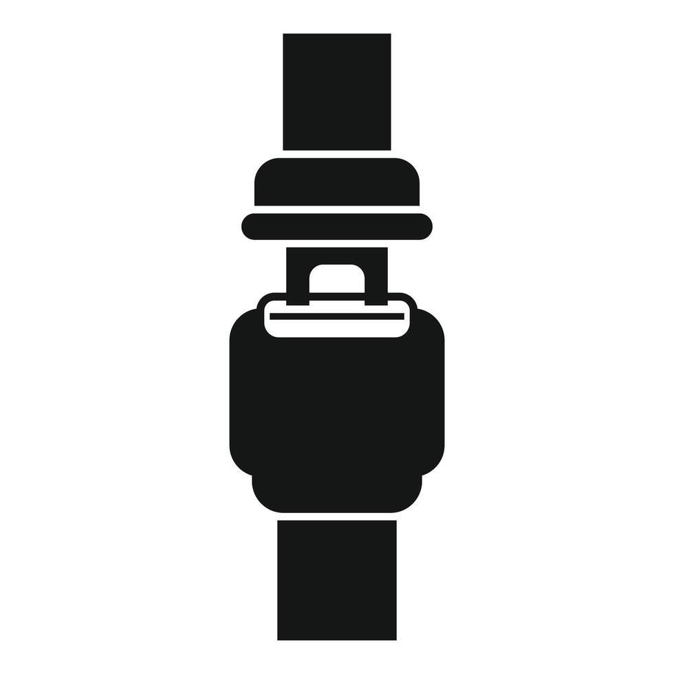 Black safety seat belt buckle fastened protecting from accident vector