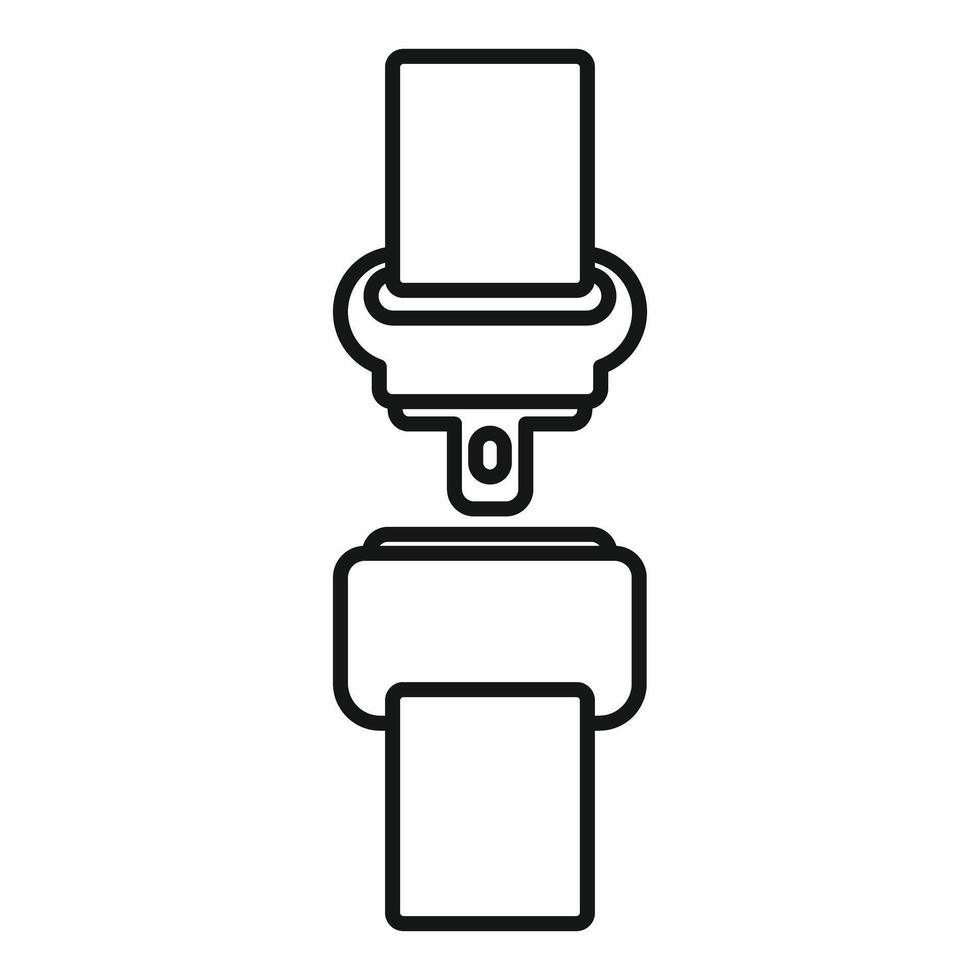 Seat belt buckle fastened ensuring safety during travel vector