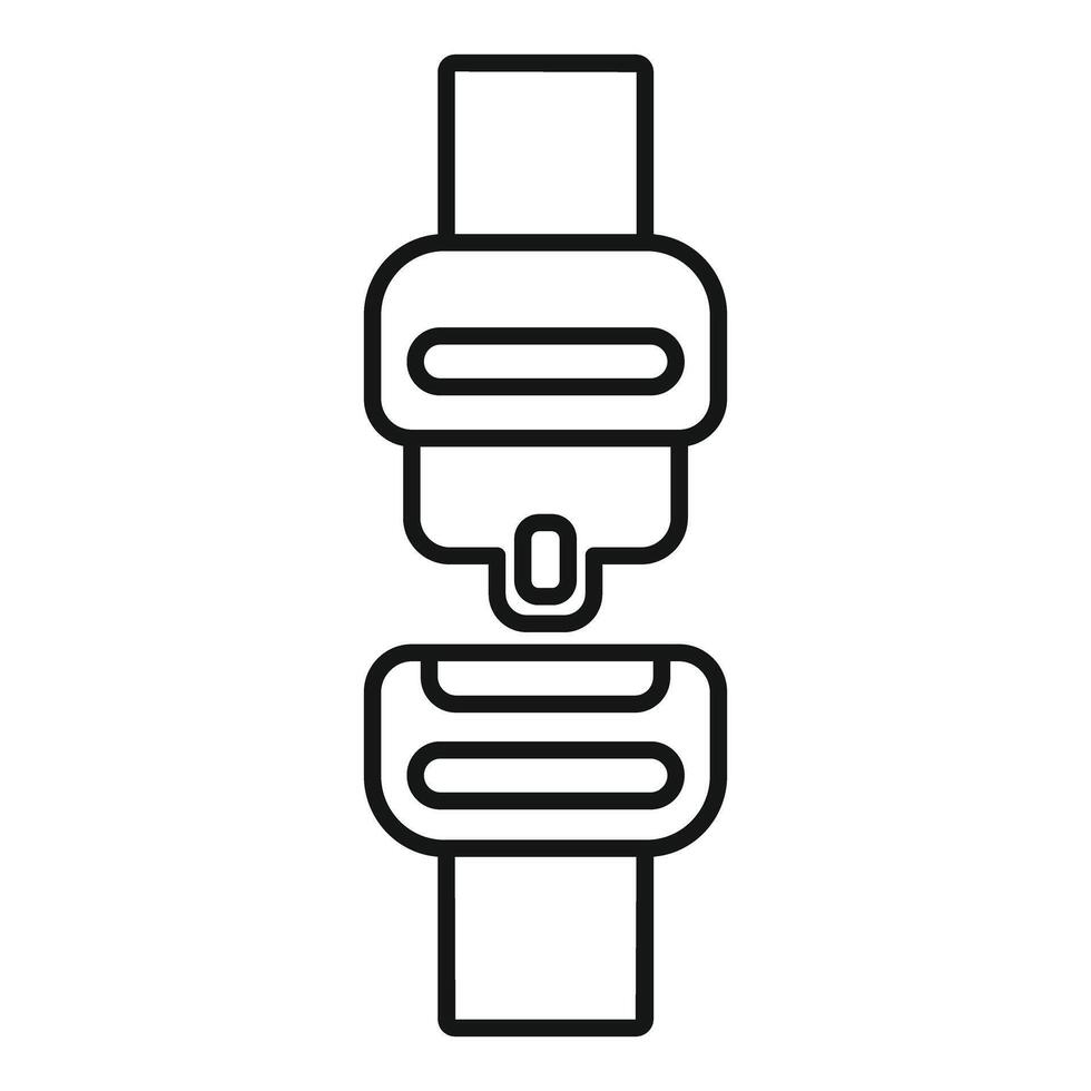 Seat belt buckle fastened ensuring safety while driving line icon vector