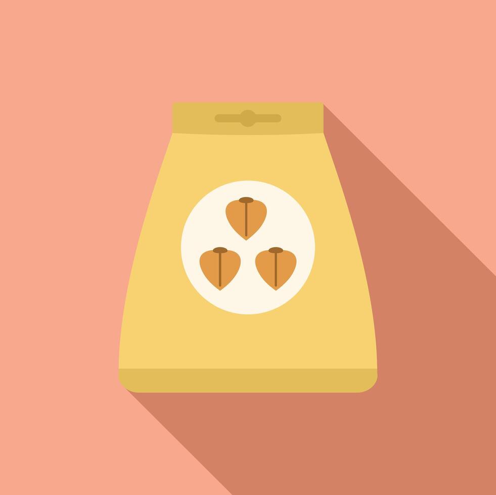 Yellow seed packet containing three seeds on a pink background vector
