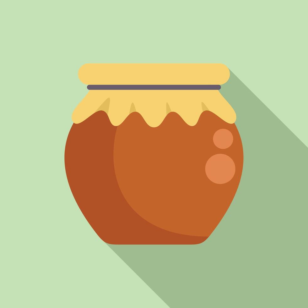 Clay pot containing honey covered with cloth and string vector