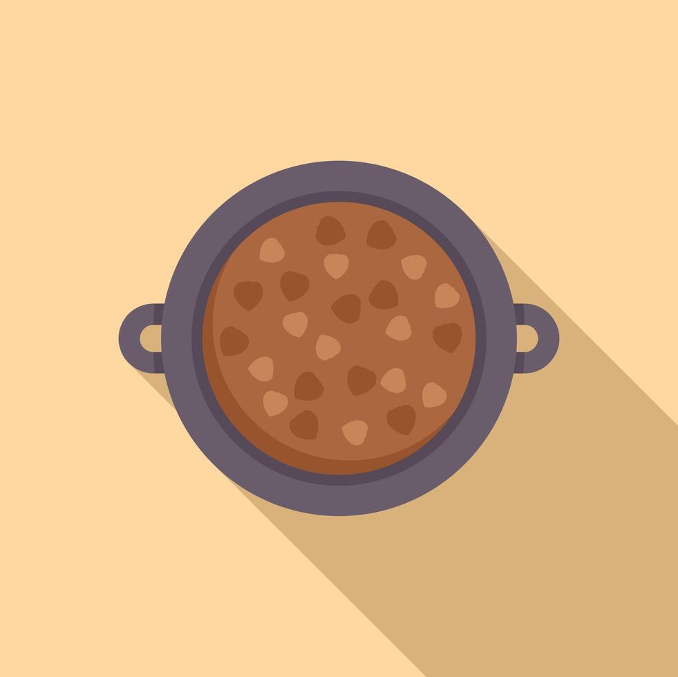Cooking pot simmering delicious stew on stove top vector