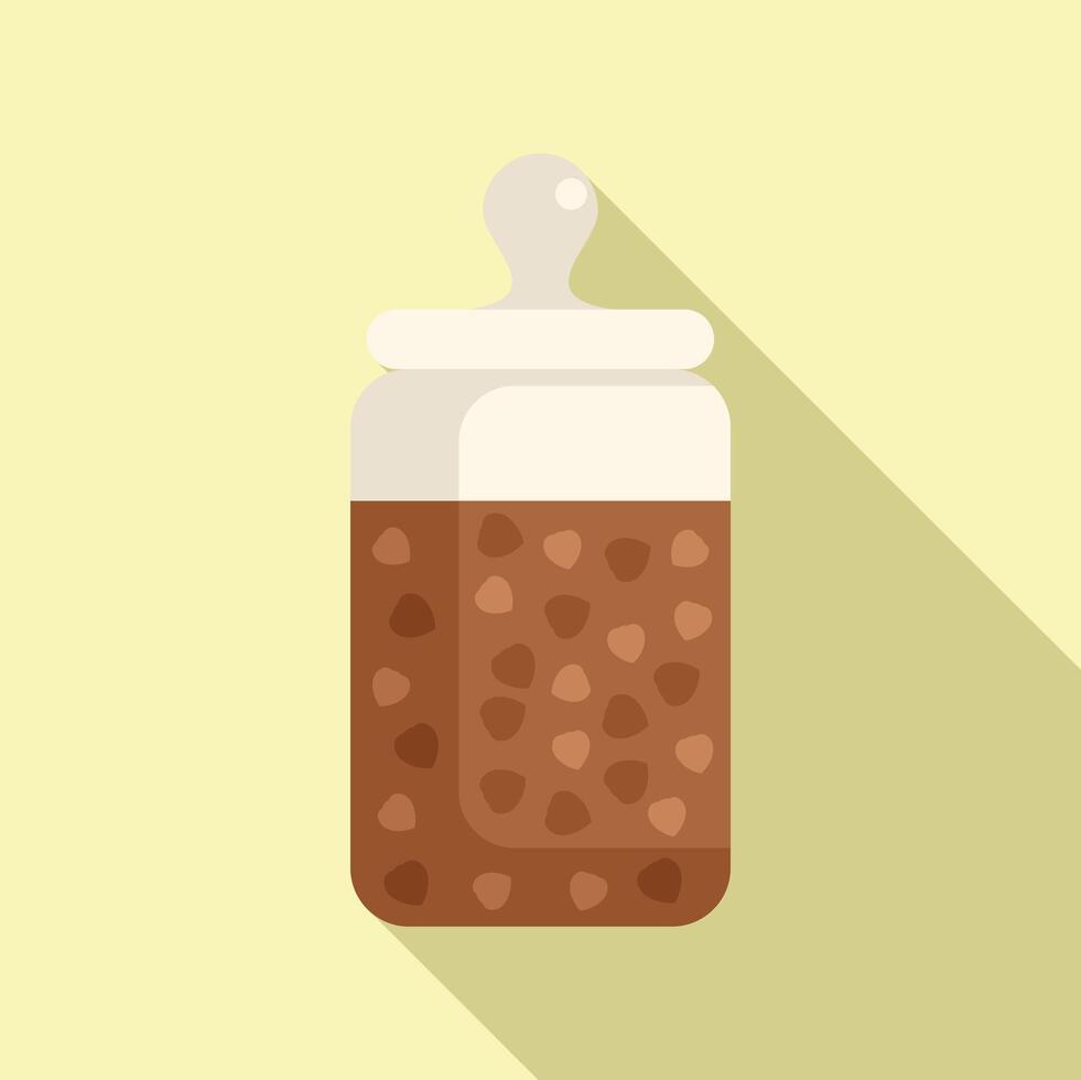 Glass jar filled with chocolate chips baking ingredient storing food container vector