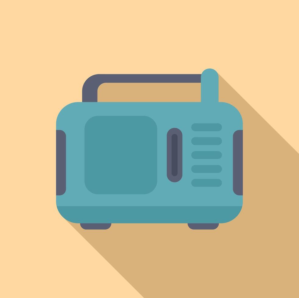 Vintage radio receiver playing music with long shadow vector