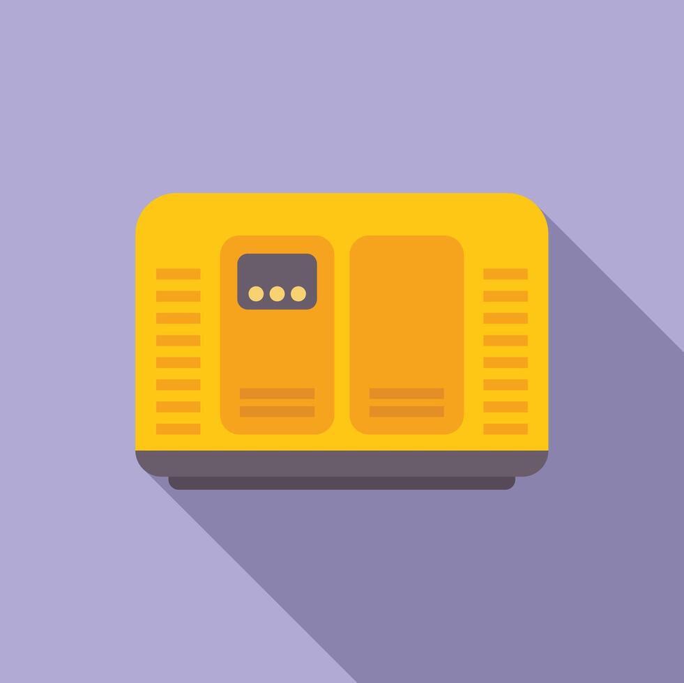 Yellow portable generator supplying emergency electricity vector