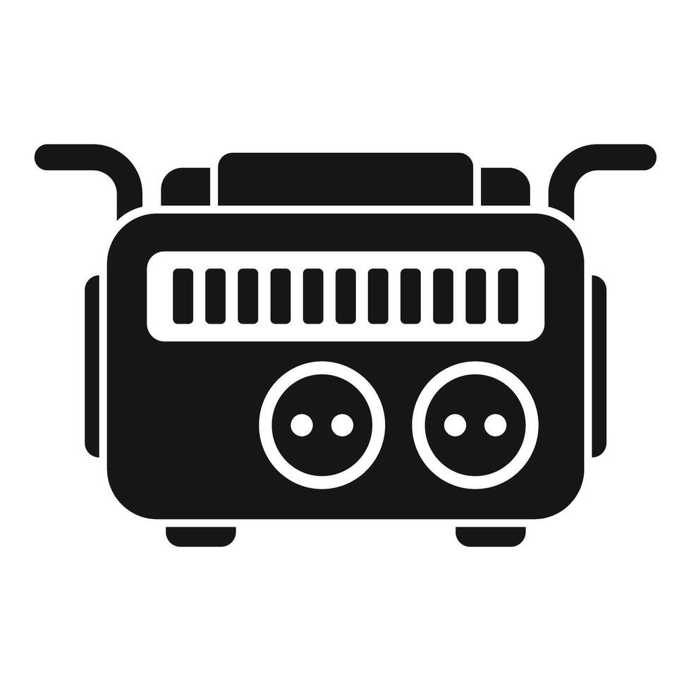 Portable power generator supplying electricity with sockets and control panel vector