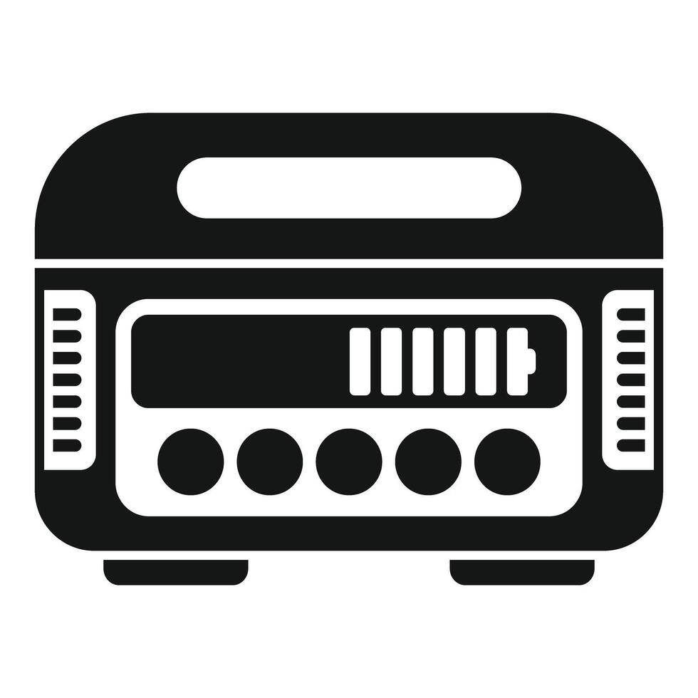 Portable electric generator powering display showing battery status icon vector
