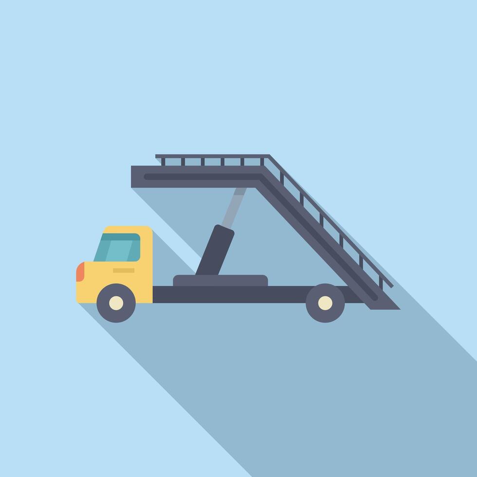 Airport passenger boarding stairs truck waiting for airplane arrival vector