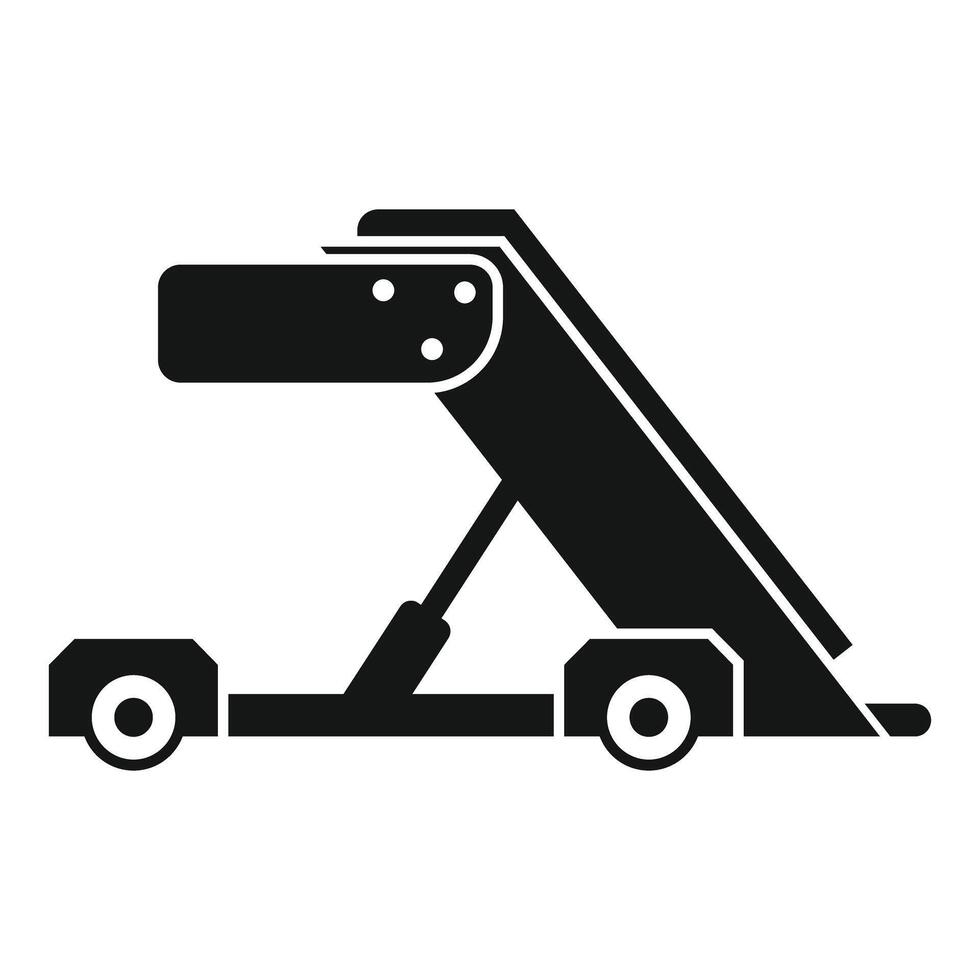Airport passenger boarding stairs being towed on the runway vector