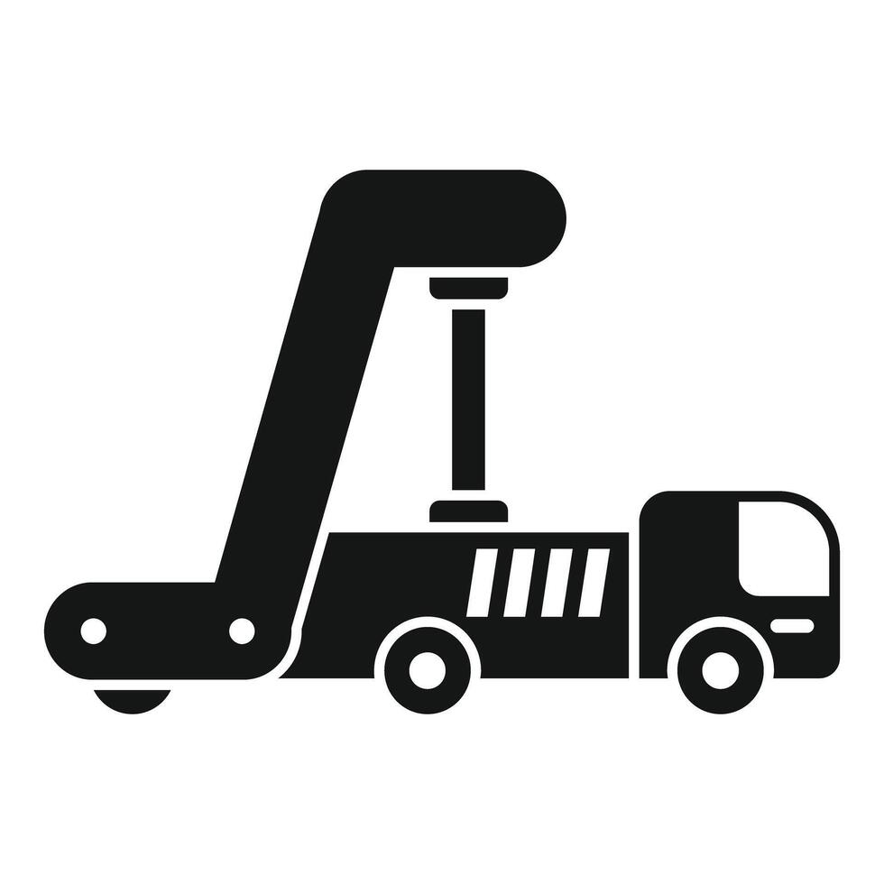 Garbage truck using hydraulic system to lift dumpster bin vector