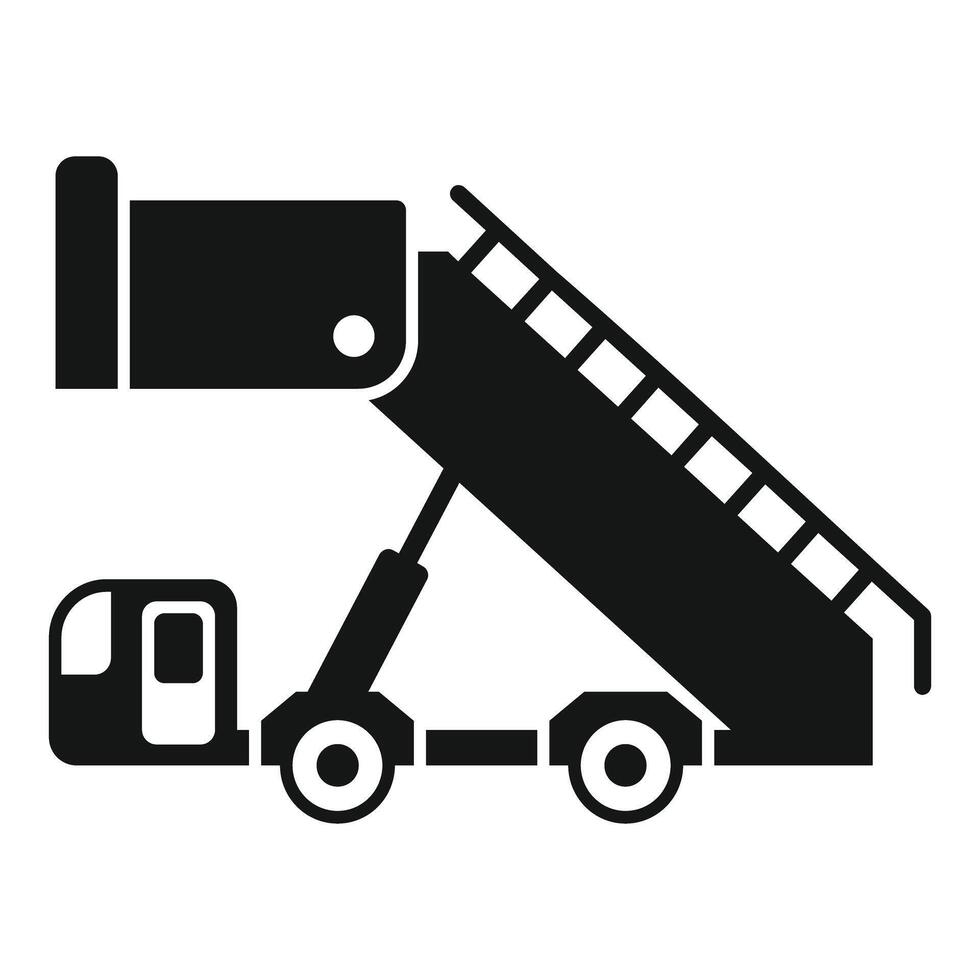 Airport passenger boarding stairs truck silhouette icon vector