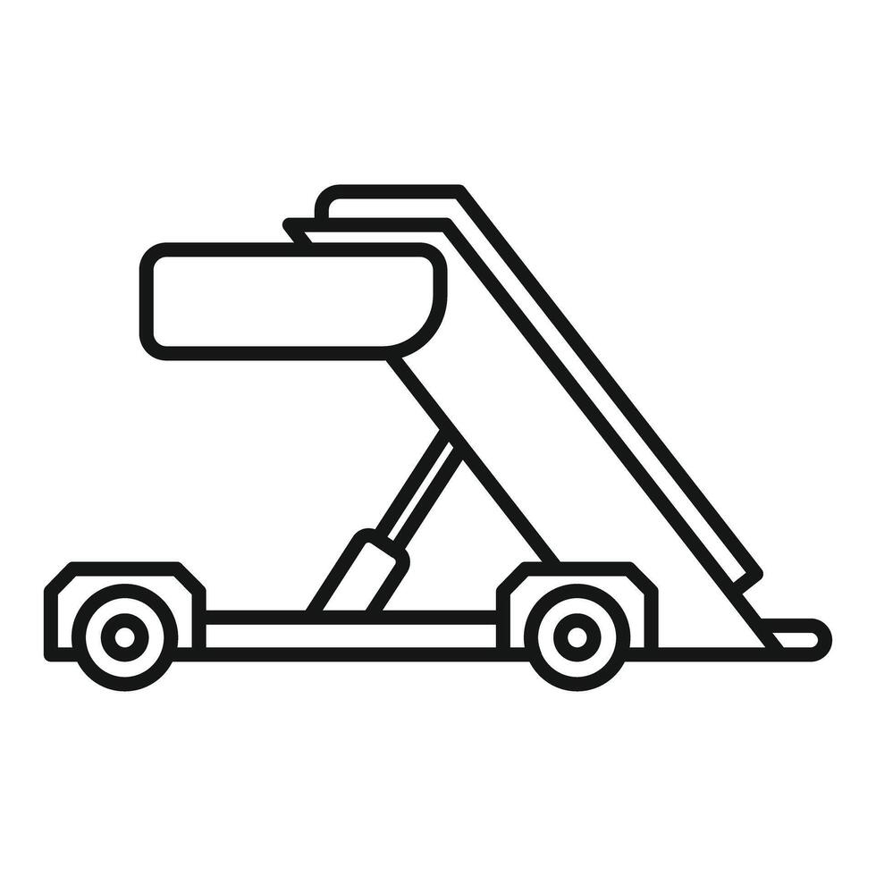 Airport passenger boarding stairs connecting plane and ground services vector