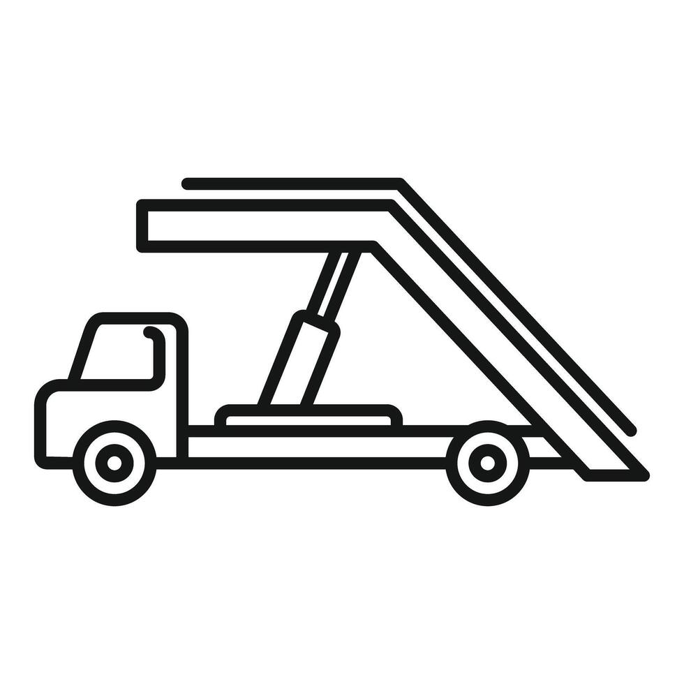 Airport passenger boarding stairs vehicle providing access to airplane vector
