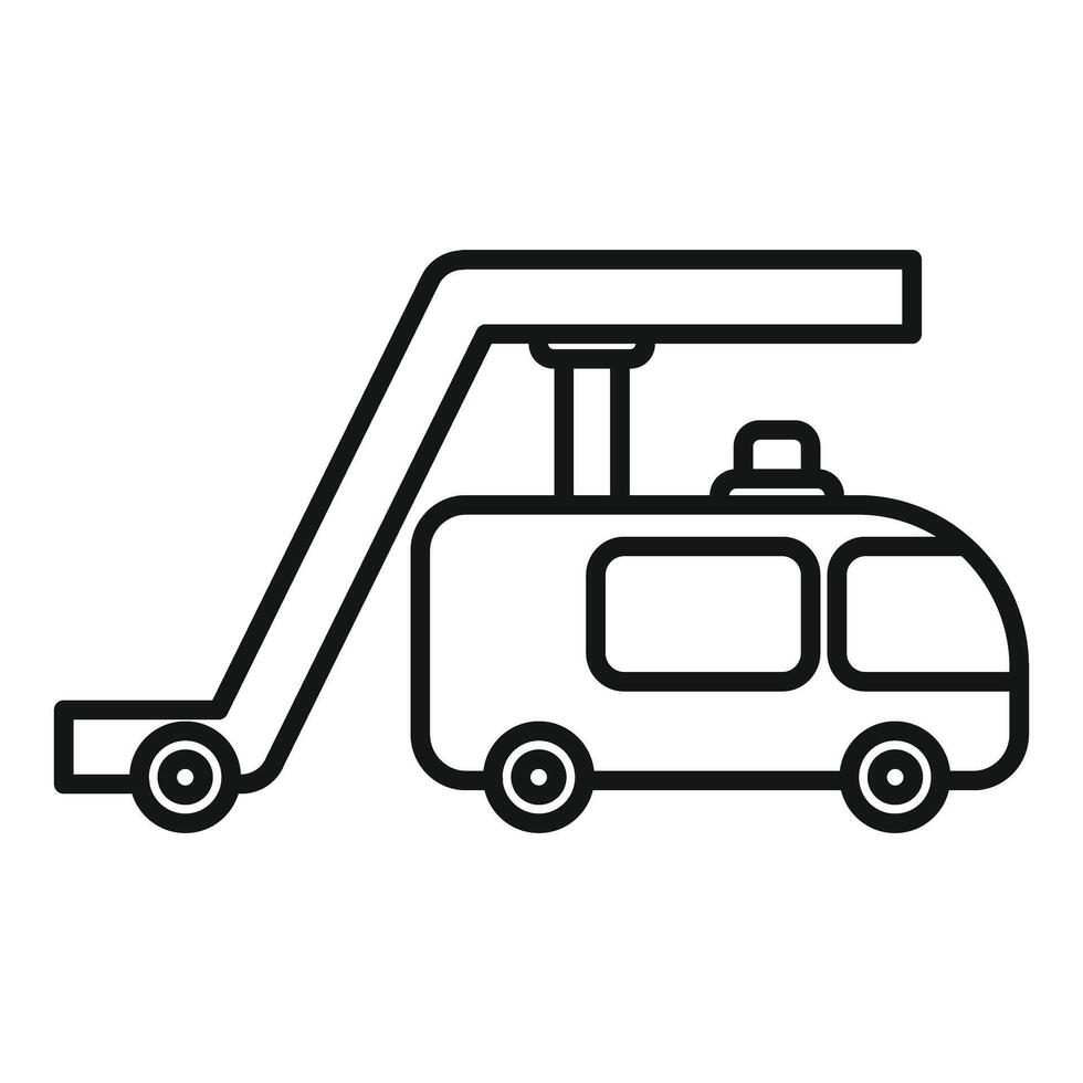 Airport passenger boarding bridge in side view with wheels vector