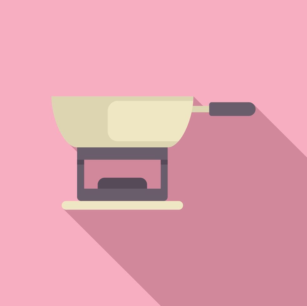 Empty wok cooking on portable gas stove with long shadow vector