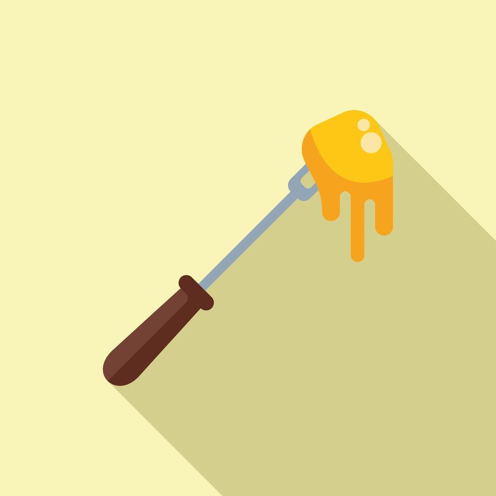 Fork holding melting cheese for fondue party with friends vector