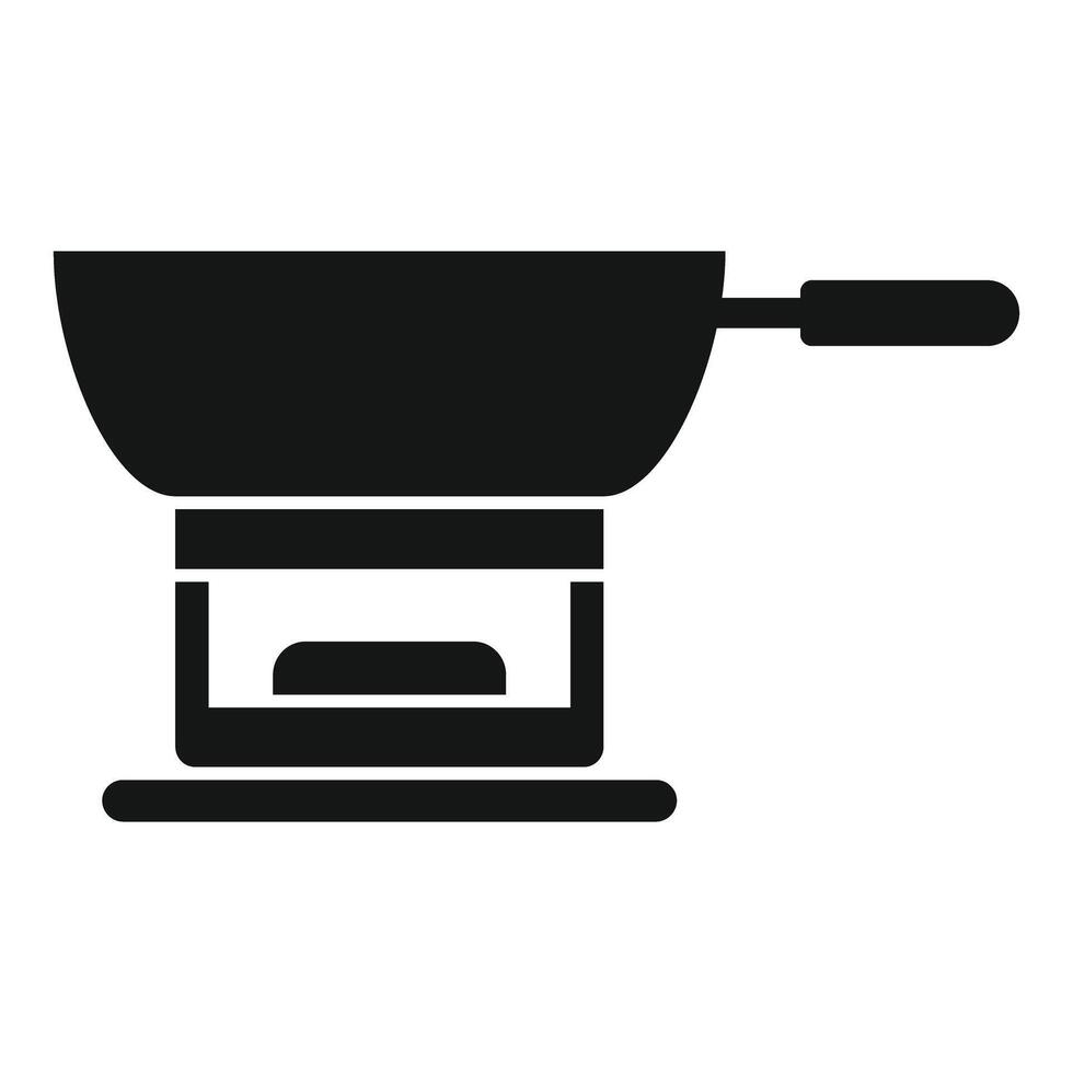 Wok cooking on stove with fire burning below vector