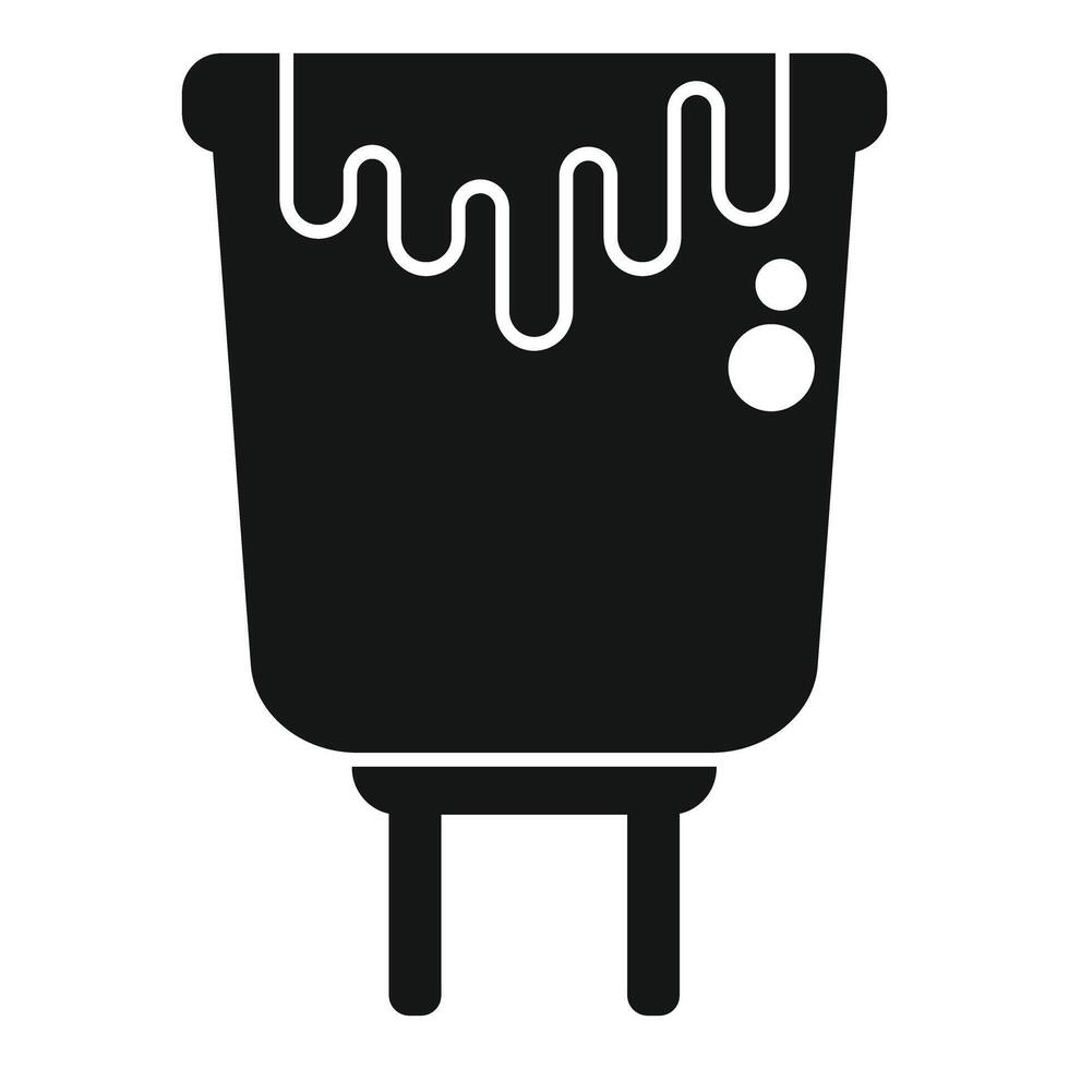 Full paint bucket dripping on stand icon vector