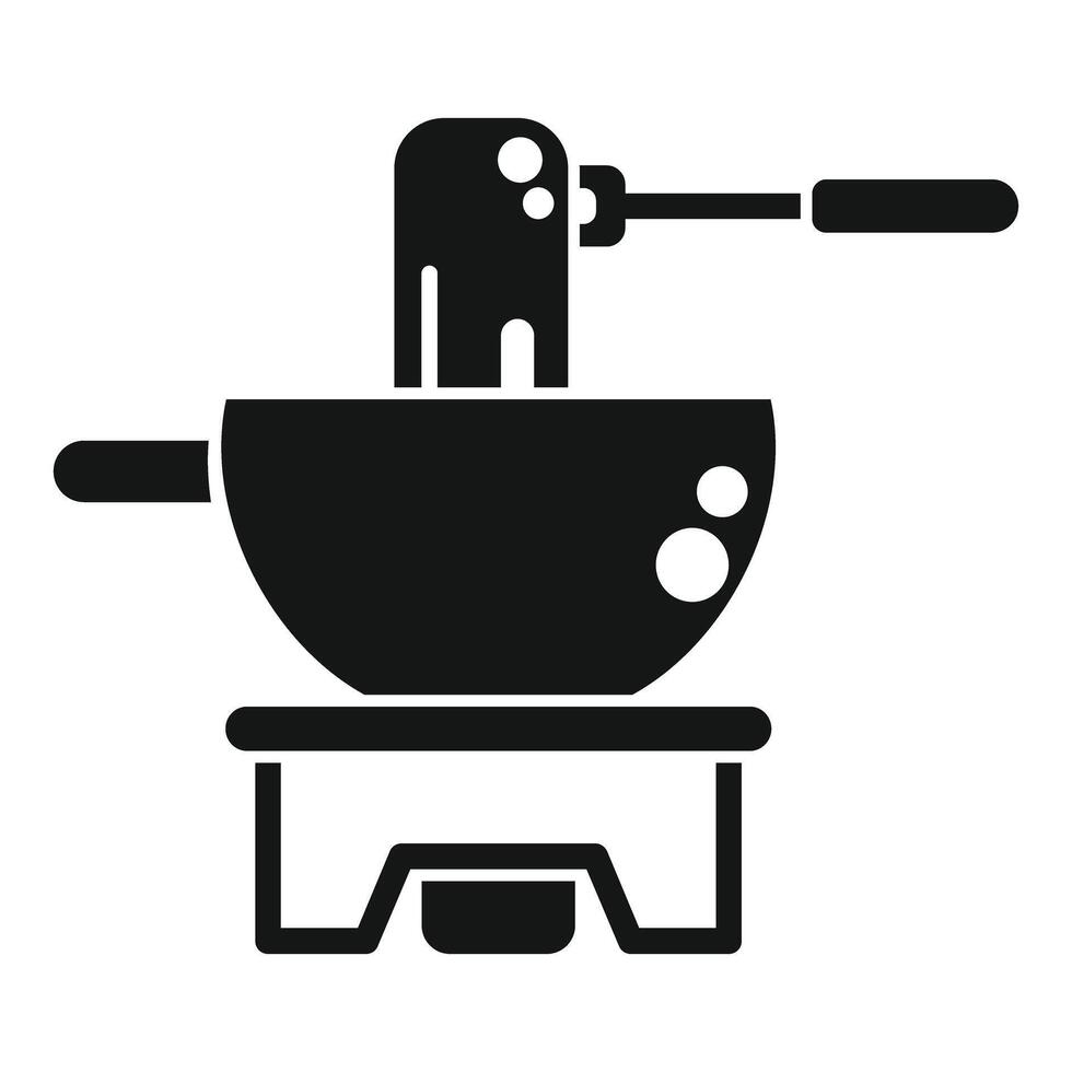 Chocolate fondue dipping fork being dipped into pot icon vector