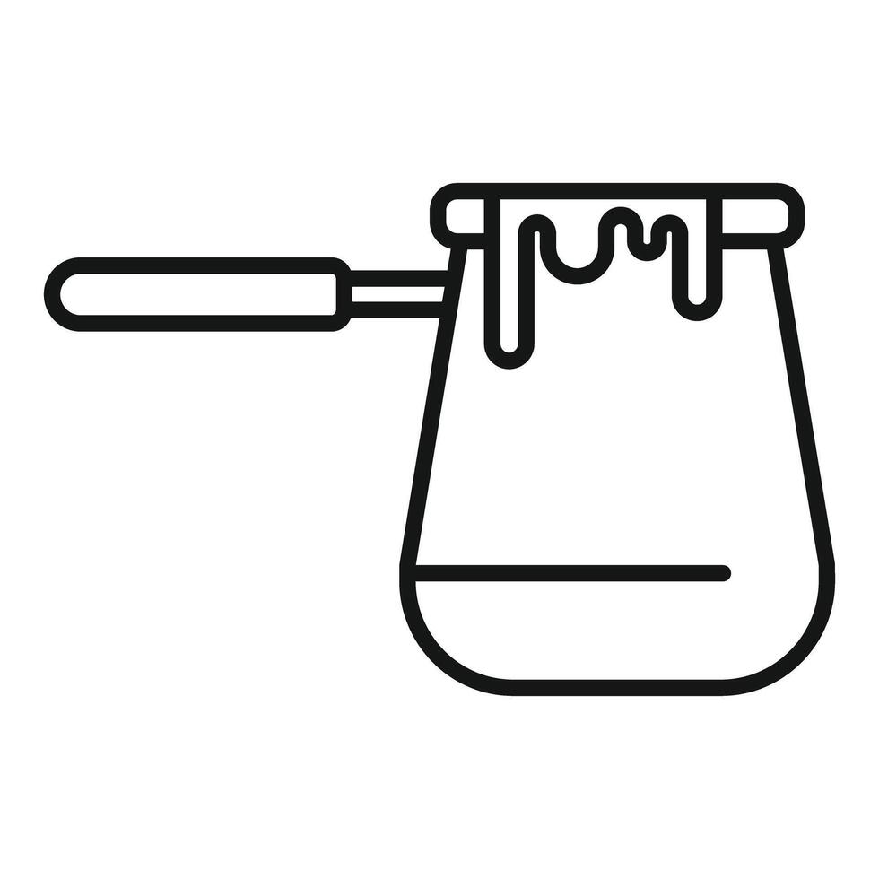 Hot turkish coffee pot boiling over with handle extending out to the side vector