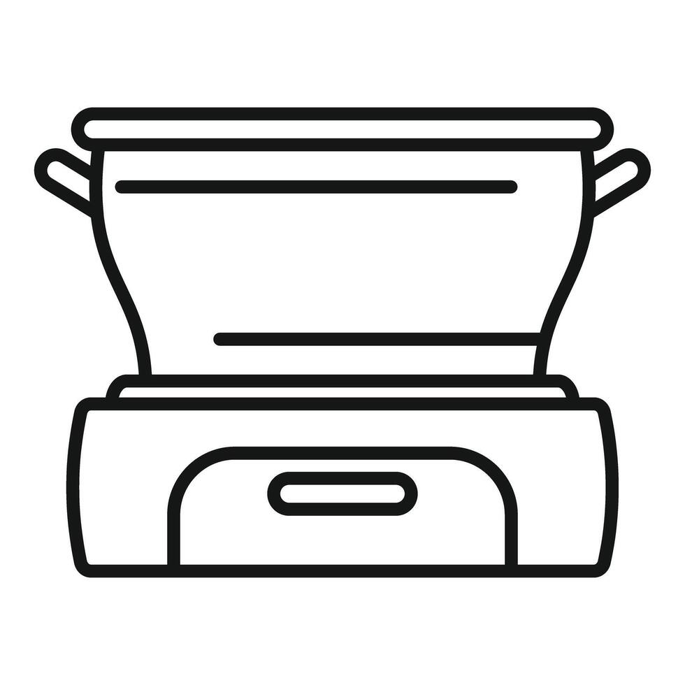 Modern electric multi cooker preparing food line icon vector
