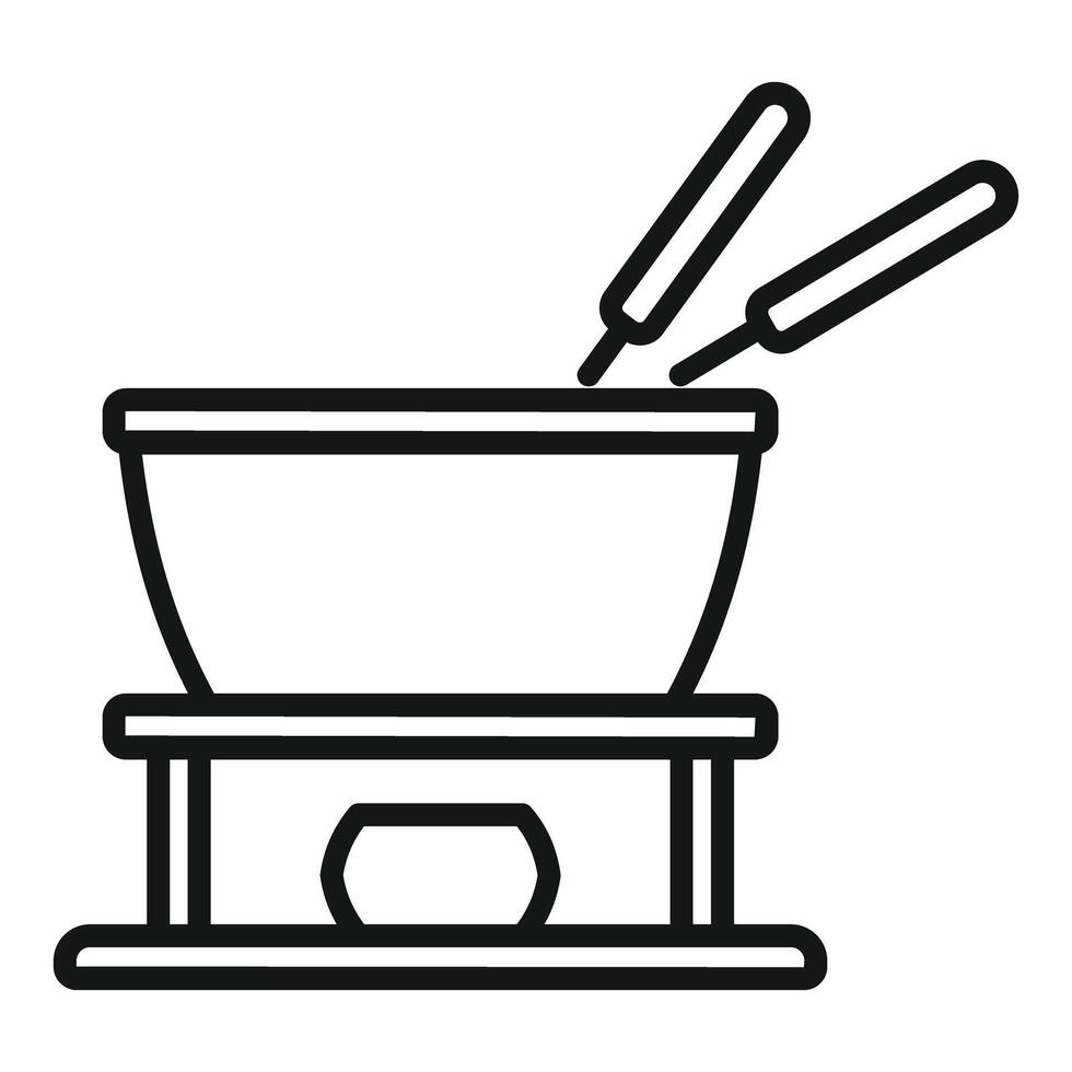 Traditional cheese fondue set with two forks ready for dipping vector