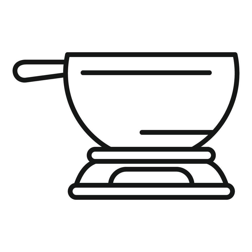 Empty modern fondue pot warming on a stove vector