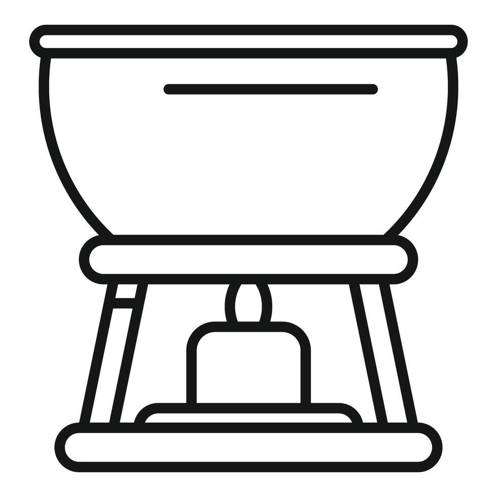Burning candle warming fondue pot icon line style vector