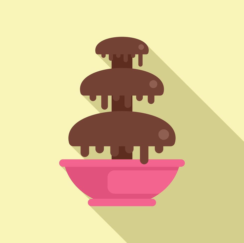Delicious chocolate fountain flowing on a pink bowl vector